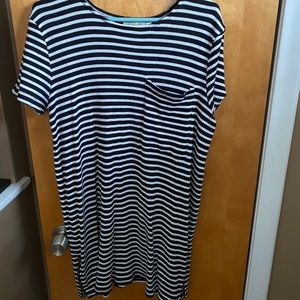 Black and white striped dress with zipper detail